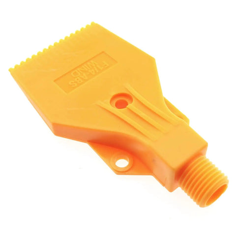 Yellow Wind Jet Nozzle One Quarter Inch BSPT Male Three Hole ABS Air Blower Nozzle, orange with threaded end, front view