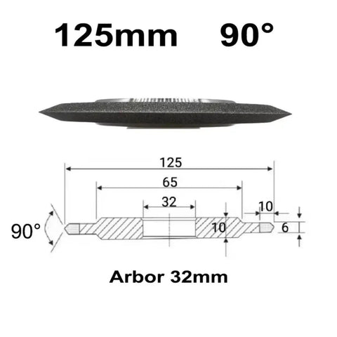 Heavy Duty Cylindrical Grinding Wheel For Tungsten Steel And Ceramic Sharpening Disc With 200 320 400 Grit 125mm 90 Degree shape, 32mm arbor.