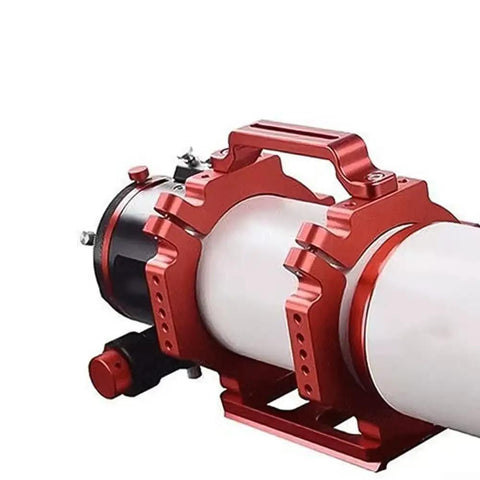 Rock Solid Aluminum Rail Bar Telescope Mounting Plate With Dovetail Finderscope Base, red aluminum clamps holding telescope