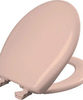 Slow Close Toilet Seat With Easy Clean Hinges Durable Plastic Round Venetian Pink Made In USA A Cozy Yet Practical Bathroom Upgrade