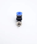 Push To Connect Fitting For One Quarter Inch Tube OD X 10-32 UNF Male Thread Pneumatic Elbow 90 Degree Swivel, front view