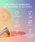 Large Moon Lamp 7.1-Inch With Wooden Base, Touch Dimmable Dual Color Night Light, Rechargeable Table Decor features
