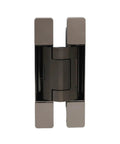 Invisible Concealed Cabinet Hinge With Hydraulic Auto Close Swings Smooth As Silk And Holds Tight With No Sagging Perfect For Smart Cabinet Restorations 180 Degree Mortise Mount In Grey front view of grey hinge