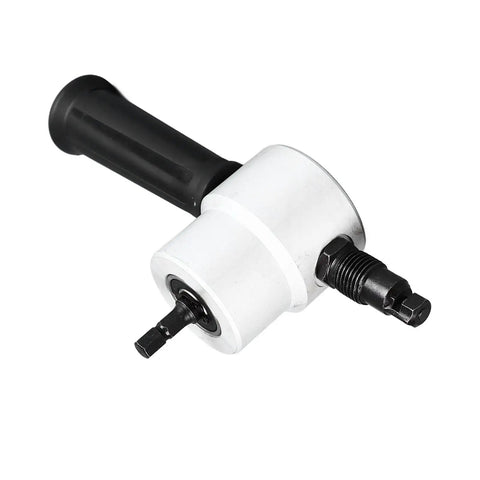 Double Head Metal Nibbler Cutter Drill Attachment with black handle and alloy body for sheet metal cutting.