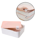 Pink Plastic Underwear Storage Box With Marked Lid For Under Bed Closet Drawer Organization Hella Tough Polypropylene Bin open, showing contents.