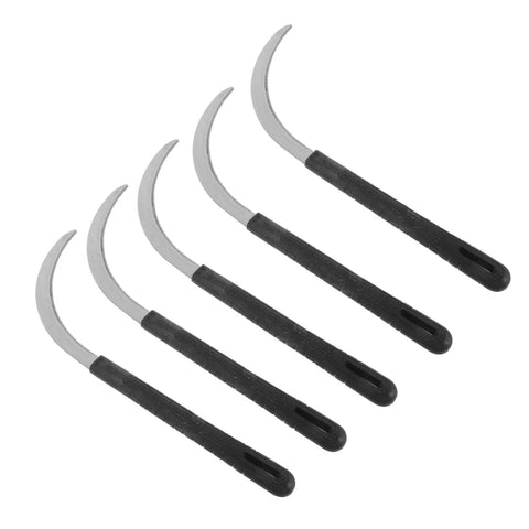 5 Piece Non Slip Grip Multi Function Mowing Sickle Set Rustproof Black Handheld Garden Tools