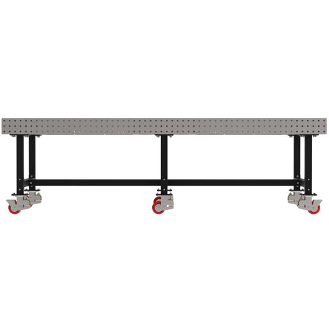 No Nonsense Welding Fixture Table With Precision Laser Cut Grid And Locking Swivel Casters 120 By 48 Inch Mobile Steel Workbench Made In USA for stable welding projects.