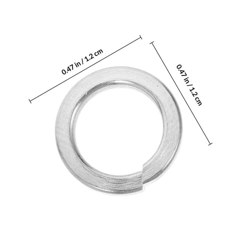 100 Pcs M8 Stainless Steel Spring Lock Washers Set For Screws And Fasteners close-up with size dimensions