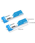 BT2.0 450mAh 1S LiPo Battery With BT2.0 Connector For Tiny Whoop Drones, 3.8V 30C To 60C Discharge, size 62x15.5x6.7mm