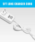 Waterpik Charger Replacement Cord For WP360 WP360W WP462 WP462W WP450 WP450W WP465 WP440 WF 13CD010 WF13 WP100 Two Prong 100 240V Input 3V 100mA Output White 5 Ft AC Adapter Power Cord