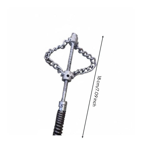 Heavy Duty Drain Chain Cleaner Steel Wire Pipe Dredger Auger Head Tool for Plumbing Lines close-up view of chain cutter head.