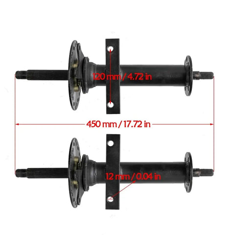Rear Axle Kit With 48V 1000W Brushless Motor, Controller, Hydraulic Brake, shown full view with precise measurements.