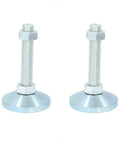 2pcs M12 Adjustable Leveling Feet Heavy Duty Carbon Steel Furniture Legs with threaded locks for setup on uneven surfaces.