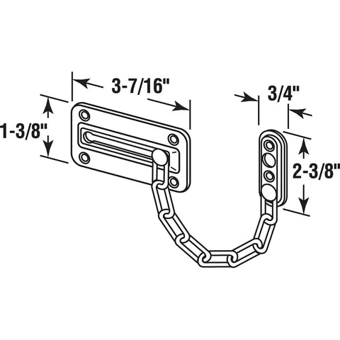 Door Guard With Steel Chain For Inward Swing Doors In Satin Nickel Heavy Duty Diecast And Steel Construction Built To Last diagram