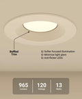 Six Inch Dimmable LED Recessed Can Lights Four Pack With Baffle Trim 965 Lumens 13W Equivalent To 100W Dimmable Downlight with baffle trim