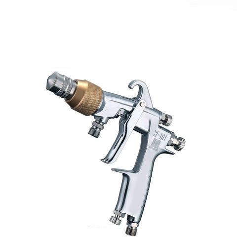 Smooth Shooting Pneumatic Paint Spray Gun With Rugged Stainless Steel Frame And Quick Toggle Controls detailed angle shot.