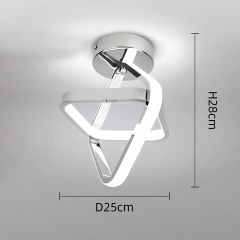 Dope Modern LED Ceiling Light In Chrome Finish With 6000K Daylight Glow, Energy Efficient Ceiling Fixture, dimensions H28cm x D25cm