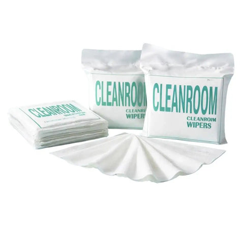 Top Shelf Pro Microfiber Cleanroom Wipers Slick Streak Free Dustless Cloth For Camera Optics Gadgets And Precision Equipment Lint Free Tight Sealed Pack in multipack with flat wipes.