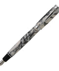 Premium Chrome Executive Fountain Pen Hardware Kit For Weekend Woodturners Featuring Badass Magnetic Cap Penturning Set Lathe Ready Brass Threaded Inserts Heavy Duty Build Writing Tool Parts with black and white marbled finish.