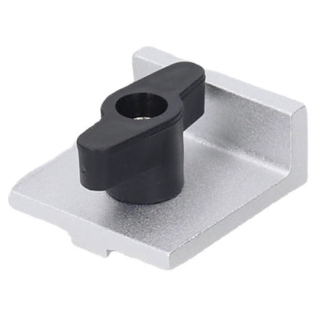 4 Piece Aluminum T Track Stop Block Kit With Bidirectional Design And Low Profile, silver anodized finish, close-up view