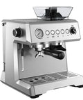 Silver Automatic Home Coffee Machine With Built In Grinder And Steam Milk Frother One Touch Espresso Fresh Ground Brews Three In One System