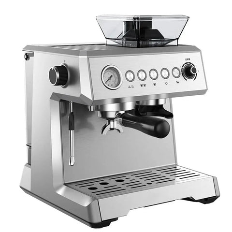 Italian Style Espresso Machine With Built In Grinder And Milk Frother, Auto Grind And Brew, 10-Stage Adjustable Grind, Home Use