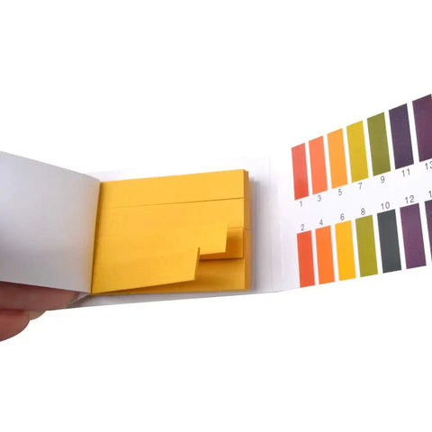 2-Pack pH Test Strips 1-14 Indicator Paper For Saliva Urine Water Soil Testing, 160 Strips With Color Chart Card in use
