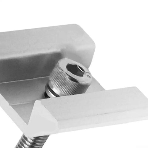 Close-up of anodized aluminum mid clamp with stainless steel bolt for Foolproof Mounting For Rv Rooftop And Marine Projects Solid 35Mm Solar Panel Brackets.