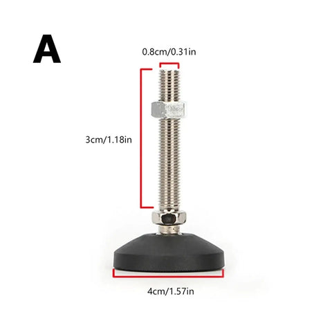 Threaded Swivel Base And Adjustable Table Leg Leveling Feet With Flexible Articulated Furniture Adjusters in M10 size, 3cm height.