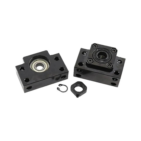 SFU3210 C7 Precision High Performance Ball Screw Kit 1250Mm With Single Nut Dual Support Brackets And Beefy Taper Coupler For Cnc Router Flat Out Shop Builds black metal support brackets with bearing, hex nut, and clip