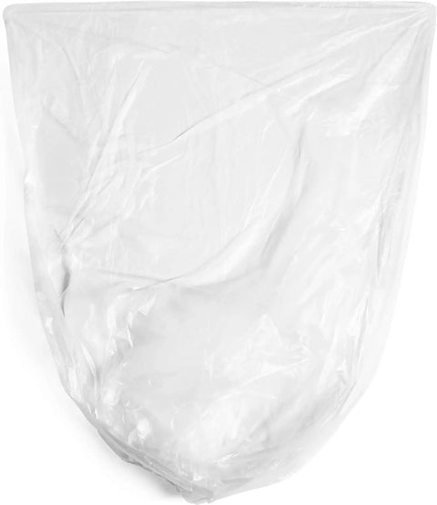 Heavy Duty Clear Trash Bags 1000 Count 12 To 16 Gallon Size 24 By 33 Inch Coreless Rolls showing a flexible, transparent design.