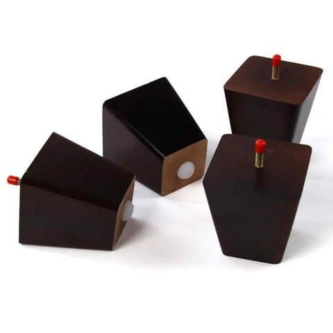 Four Inch Wood Furniture Legs Set Of Four Square Tapered Pyramid Style Replacement Legs For Sofas Couches Armchairs Ottomans And Tables With Three Quarter Inch Top And Two And One Half Inch Bottom And Included Hardware Kit dark cherry wood
