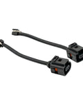 2-pack rear brake pad wear sensor cables with black housings and orange seals