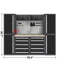 Heavy Duty Garage Storage Cabinet System With Solid Wood Workbench And Wall Mounted Pegboard Hooks For No Sweat Workshop Organization And Knockout Tool Storage Setup, dimensions 98.4 in x 80.7 in