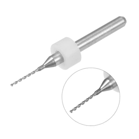 0.75mm Tungsten Carbide PCB Drill Bits For CNC Engraving And Jewelry Making, close-up of the 0.75mm bit with white collar