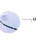 Close-up of rounded edges on Clear Glass Lazy Susan Turntable For Dining Tables And Kitchens, transparent rotating tray detail.