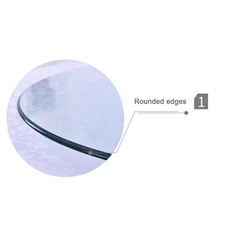 Close-up of rounded edges on Clear Glass Lazy Susan Turntable For Dining Tables And Kitchens, transparent rotating tray detail.