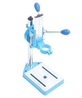 Jiawu High Capacity Electric Drill Stand Rotatable Bench Press for Wood Plastic Iron with 80mm Stroke and blue finish.