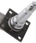 Close-up of trailer spindle for 3500 lb axle with EZ Lube weld-on drop style 4 inch brake flange, compatible with bearings kit L44649 10, L68149 11