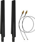 Dual Band WiFi Antenna 2.4GHz And 5GHz High Gain 10dBi RP SMA Male With MHF4 To RP SMA Female Cable shown with antenna cables