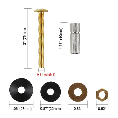 Easy Install Toilet Tank To Bowl Bolt And Gasket Kit With Extra Long Nuts For 2 In And 3 In Flush Valve Openings, M8 bolts and gaskets