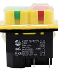 Industrial 120V 16A Four Pin Push Button Switch With Waterproof PVC Cover For Power Tools Saw Drill Grinder Cutting Machine On Off Half HP Overload And Undervoltage Protection