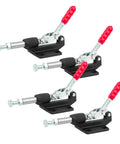 Four Pack Push Pull Toggle Clamps With Quick Release Lever 500 Lb Holding Capacity 305mm Stroke Iron Base Workhorse Clamp Set