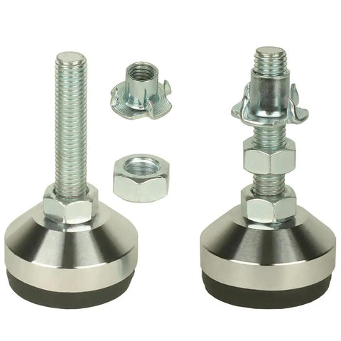 Heavy Duty Adjustable Furniture Leg Levelers With 1.96 Inch Base, M12 Thread, 1300 Lb Capacity, Threaded Inserts, Four Pack, Black