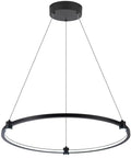 Dope Sleek Black Circular Ring LED Pendant Light Dimmable Ceiling Fixture 23.6 Inch Hanging Pendant side view