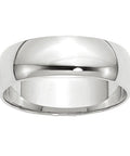 Slick 10K Solid White Gold Wedding Band For Men Comfort Fit Half Round Ring With Polished Rhodium Shine Classic Daily Driver Premium Jewelry Gift Size 8, close-up view.