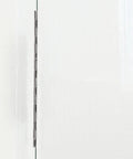 Close-up of stainless steel vertical hinge on door, part of 3 Pack Long Wooden Box Hinges Heavy Duty Piano Hinges For Doors And Lids DIY Friendly.