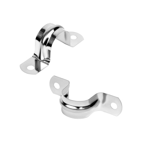 Pair of 1-inch stainless steel conduit clamps U-brackets with mounting holes