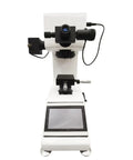 Hella Precise Micro Digital Vickers Hardness Tester With Automatic Turret And Top Shelf Vicker Meter Featuring A 7 Inch Touch Screen Display For Smooth Professional Calibration At 110 Volts front view of the tester with touchscreen and automatic turret