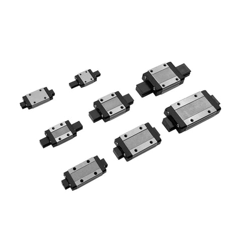 Assorted sizes of Miniature Linear Guide Rail System MGN7C Carriage 80mm for CNC, 3D printers, robotics, showcasing smooth glide features